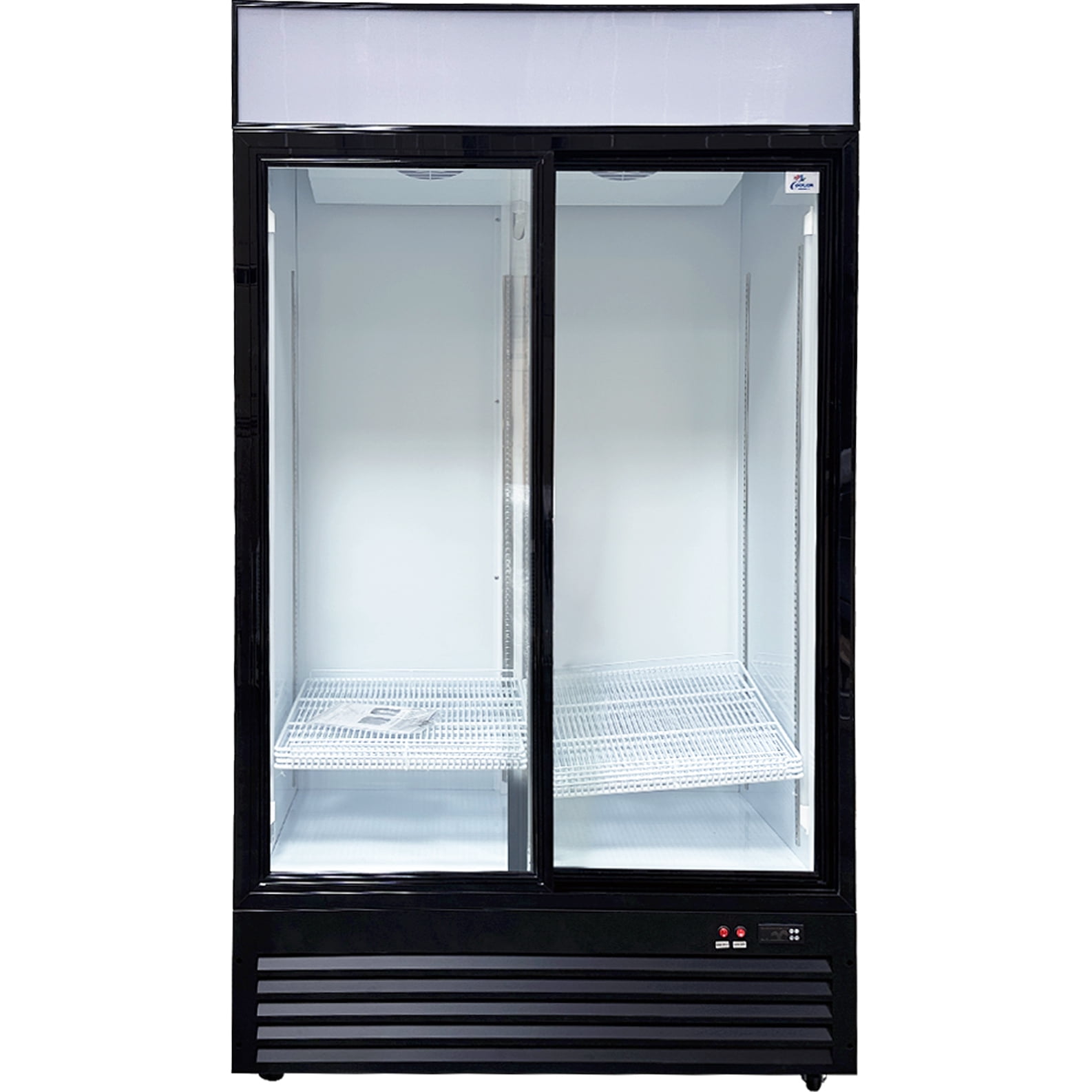 NSF 44 in. Commercial Sliding Glass Door Refrigerator Cooler, 35 Cu. Ft. Double Sliding Door Merchandiser