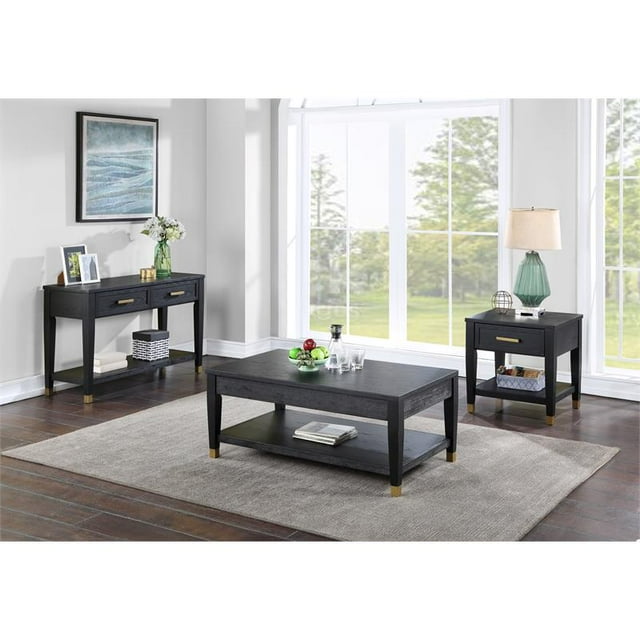 Yves Rubbed Charcoal Wood 3-piece Occasional Set