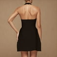 thumbnail image 5 of TMOYZQ Womens Summer Dresses Halter Neck Bodysuit Mini Dress Casual Sleeveless Dresses Backless A-line Cocktail Dress, 5 of 9