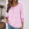 thumbnail image 4 of ShiShine Women's Striped Tunic Top Casual Button Down T Shirts Round Neck 3/4 Length Sleeve Fashion Outfits, 4 of 7