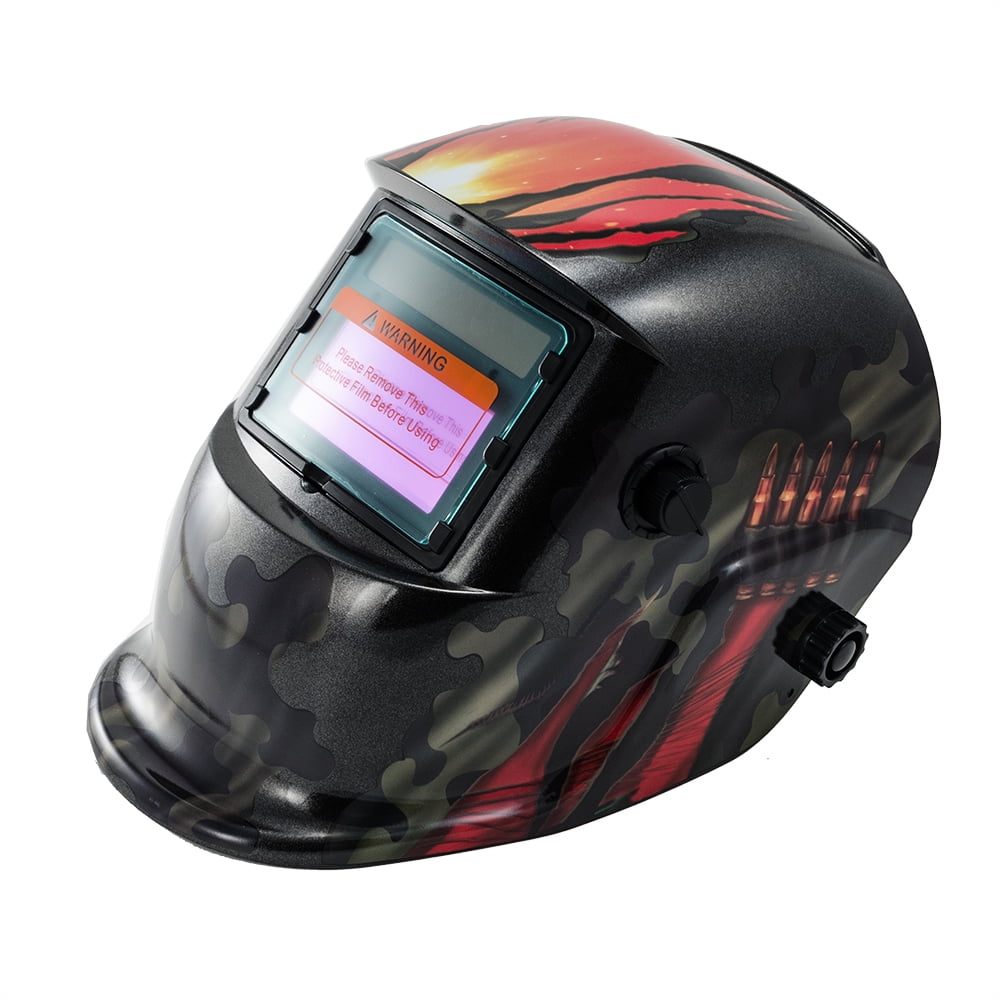 iMeshbean Solar Powered Welding Helmet w/ Auto Darkening Hood, Adjustable Shade, PP Material, Bullets