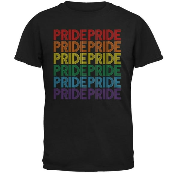 LGBTQ Pride Rainbow 70's Repeat Mens T Shirt Black 5X-LG