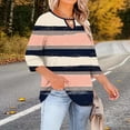thumbnail image 5 of LEKWK Plus Size Womens Dressy Tops Regular Fit Keyhole Neck 3/4 Sleeve Tops Regular Fit Elegant Flower Print Blouses & Button-Down Shirts Contrast Color Design Business Casual Outfits, 5 of 7