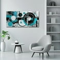 thumbnail image 4 of Hieng Teal Abstract Wall Art Blue and Gray Canvas Print 3 Pieces Abstract Geometric Circle Black Gray Painting for Home Office Decor Unframed, 4 of 6
