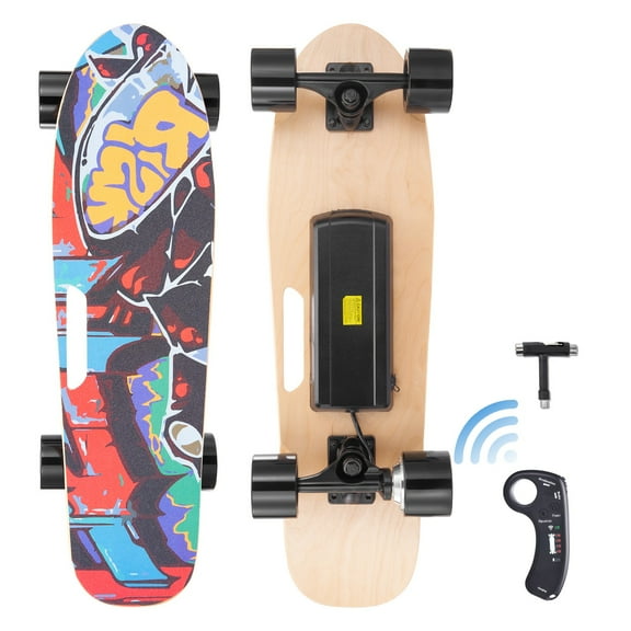 KDTHTF Electric Skateboard for Adults, 29" Portable Longboard with Remote Control, 9.3 MPH Max Speed, 5 Miles Range, Lightweight 8-Ply Maple E-Skateboard with PU Wheels