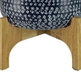 thumbnail image 7 of Alex 12 Inch Artisanal Industrial Round Hammered Metal Planter Pot with Wood Arch Stand Midnight Blue - Saltoro Sherpi, 7 of 7