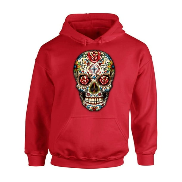 Awkward Styles Awkward Styles Sugar Skull Roses Hooded Sweatshirt Sugar Skull Hoodie Women S Skull Hoodie Day Of The Dead Gifts Skull Hoodies For Men Skull Clothing Mexican Holiday Gifts Dia De