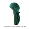 thumbnail image 2 of fastboy Velour Headwraps Assorted Colors Long Tail Pirate Hat Windproof Single Layer Attractive Elasticity Comfortable Hair Bonnet Green, 2 of 3