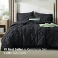 thumbnail image 2 of King Size Comforter Set Black - Bed in a Bag Bedding Set 7 Pieces, GentleSoft™ Pintuck Bed Set Gift for Family, Pinch Pleat Black Comforter with Sheets, Pillowcases & Shams, 2 of 6