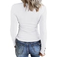 thumbnail image 2 of Faithtur Women?s Henley T-Shirts, Long Sleeve Scoop Neck Button Down Solid Color Slim Fit Tops, 2 of 5