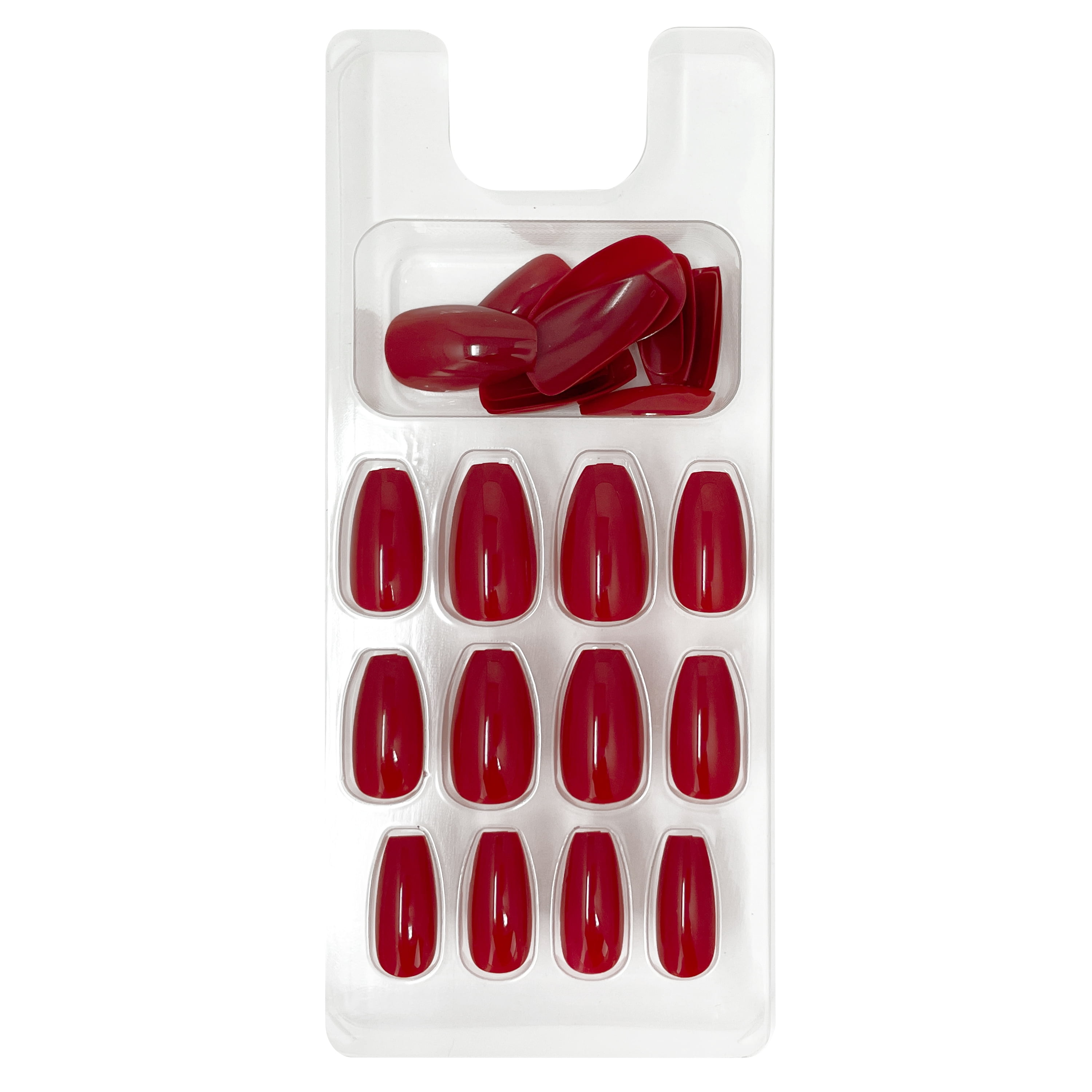 L.A. COLORS Shine Nail Trend Nail Tips, Coffin Shape, On Fire, 24 Pieces