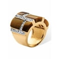 thumbnail image 2 of PalmBeach Jewelry .46 TCW Emerald-Cut Genuine Tiger's Eye Cubic Zirconia Accent Yellow Gold-Plated Band Ring, 2 of 5