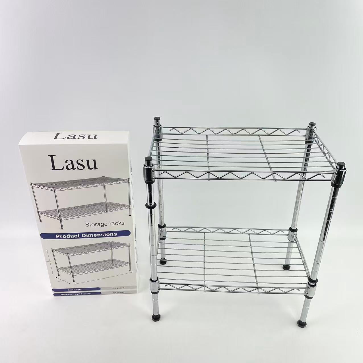 Lasu Storage racks,2 Tier Shelving Unit, Metal Storage Shelves, 400 lbs Capacity per Shelf, 1200 lbs Total, Durable Heavy Duty Shelf, Easy Assembly for Kitchen, Garage, Plant, 35.8"L x 17.7"W x 19.6"
