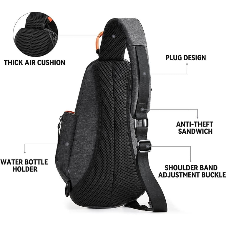 Small Gray Sling Crossbody Backpack Shoulder Bag For Men Women, Lightweight  One Strap Backpack Sling Bag Backpack For Hiking Wal