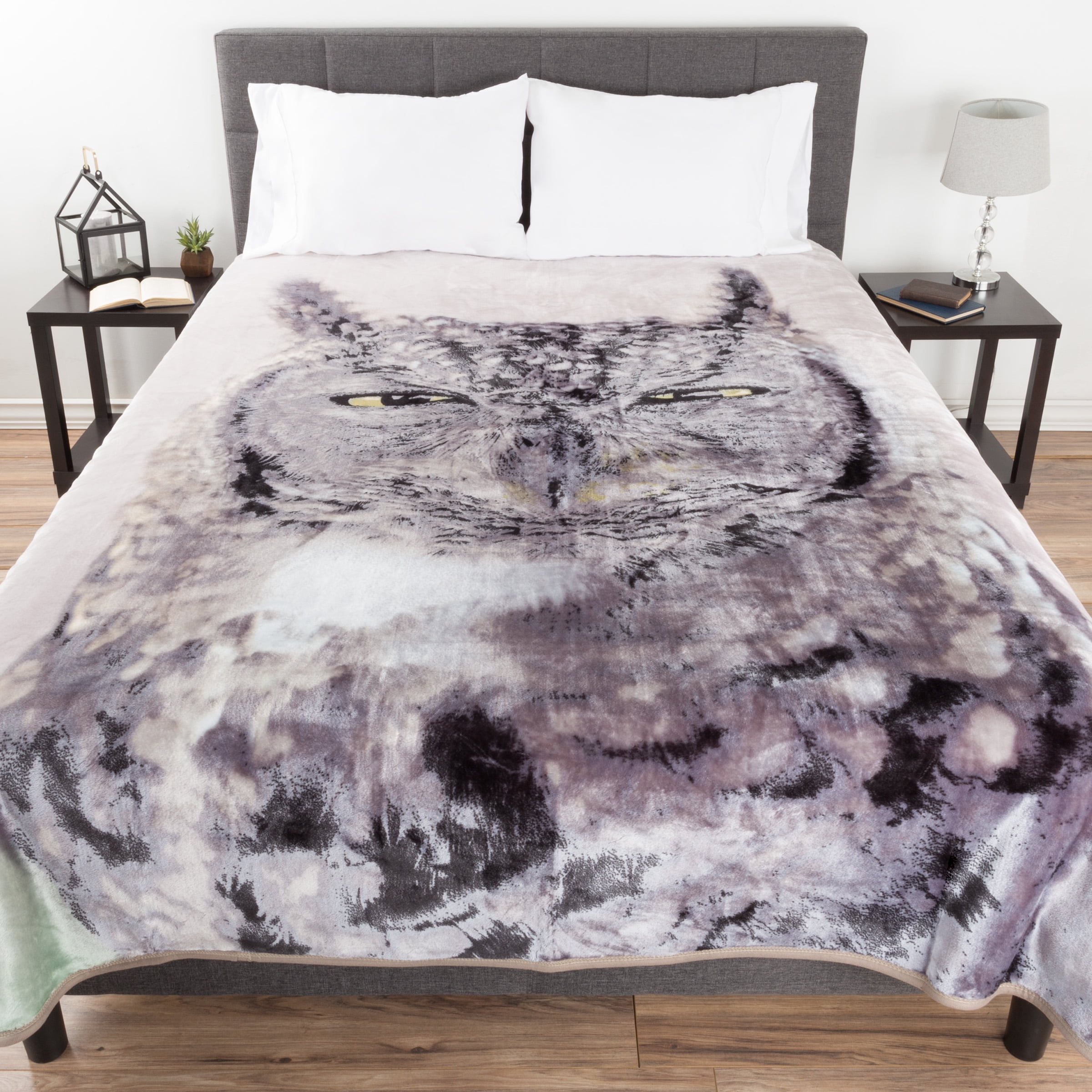 Heavy Fleece Blanket with Owl Pattern- Plush Thick 8 Pound Faux Mink Soft Blanket for Couch Sofa Bed by Somerset Home (74” x 91”)
