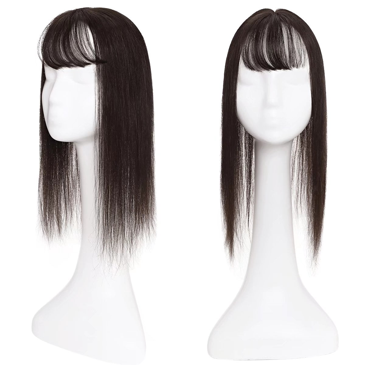 SEGO Clip in Hair Extensions Human Hair Toppers with Bangs 100% Real Human Hair Topper for Thinning/Loss Hair Natural Black Hair Pieces