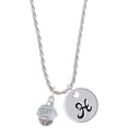 thumbnail image 1 of Delight Jewelry Silvertone Survivor with Pink Ribbon on White Spinners Silvertone Script Initial Disc - H - Charm Necklace, 20"+3", 1 of 4