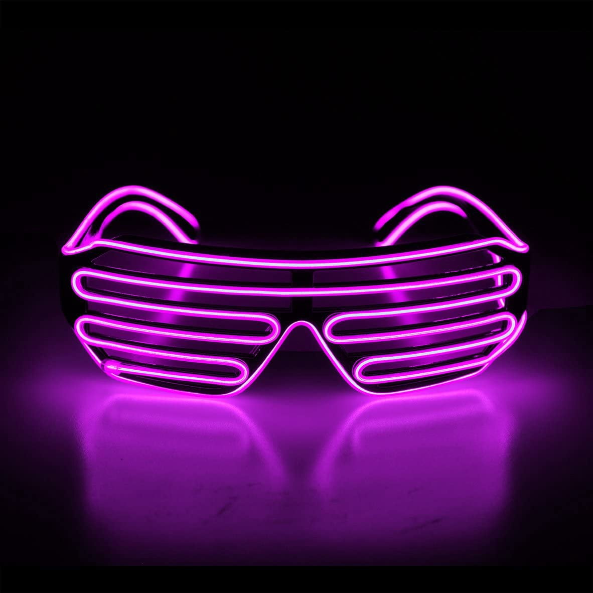 MIDYUID – Lunettes Lumineuses EL Wire Neon Clignotantes – 4 Modes – Pour Rave, Disco, Halloween, Concert, EDM – Piles AA
