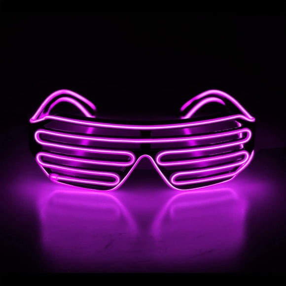 Light Up Shutter Clignotant Néon Rave Glasses El Wire LED Lunettes de Soleil Voix Activé Lueur Costumes DJ pour les Années 80, EDM, Fête