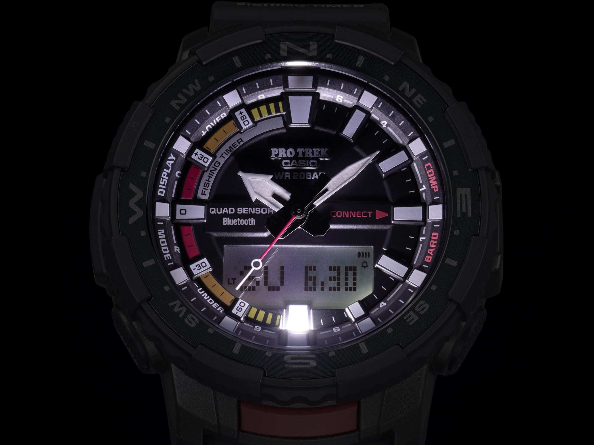 Casio ProTrek Quad Sensor Fishing Timer Bluetooth Titanium Band Watch  PRT-B70T-7
