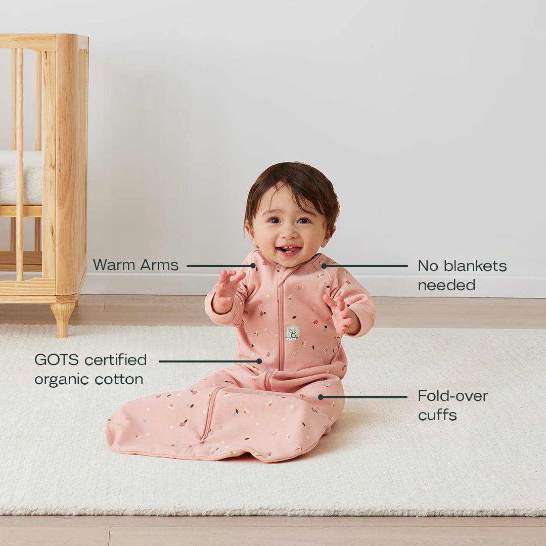ergoPouch 1.0 Tog Jersey Sleeping Bag - Organic Cotton Baby Sleeping Bag, Made of Soft & Breathable Material for Peaceful Night's Sleep – Baby Wearable Blanket (Daisies, 8-24 months)