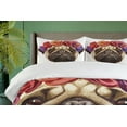 thumbnail image 4 of Ambesonne Pug Duvet Cover Set, Floral Head Wreath Fun, Queen, Pale Brown Purple Red, 4 of 6