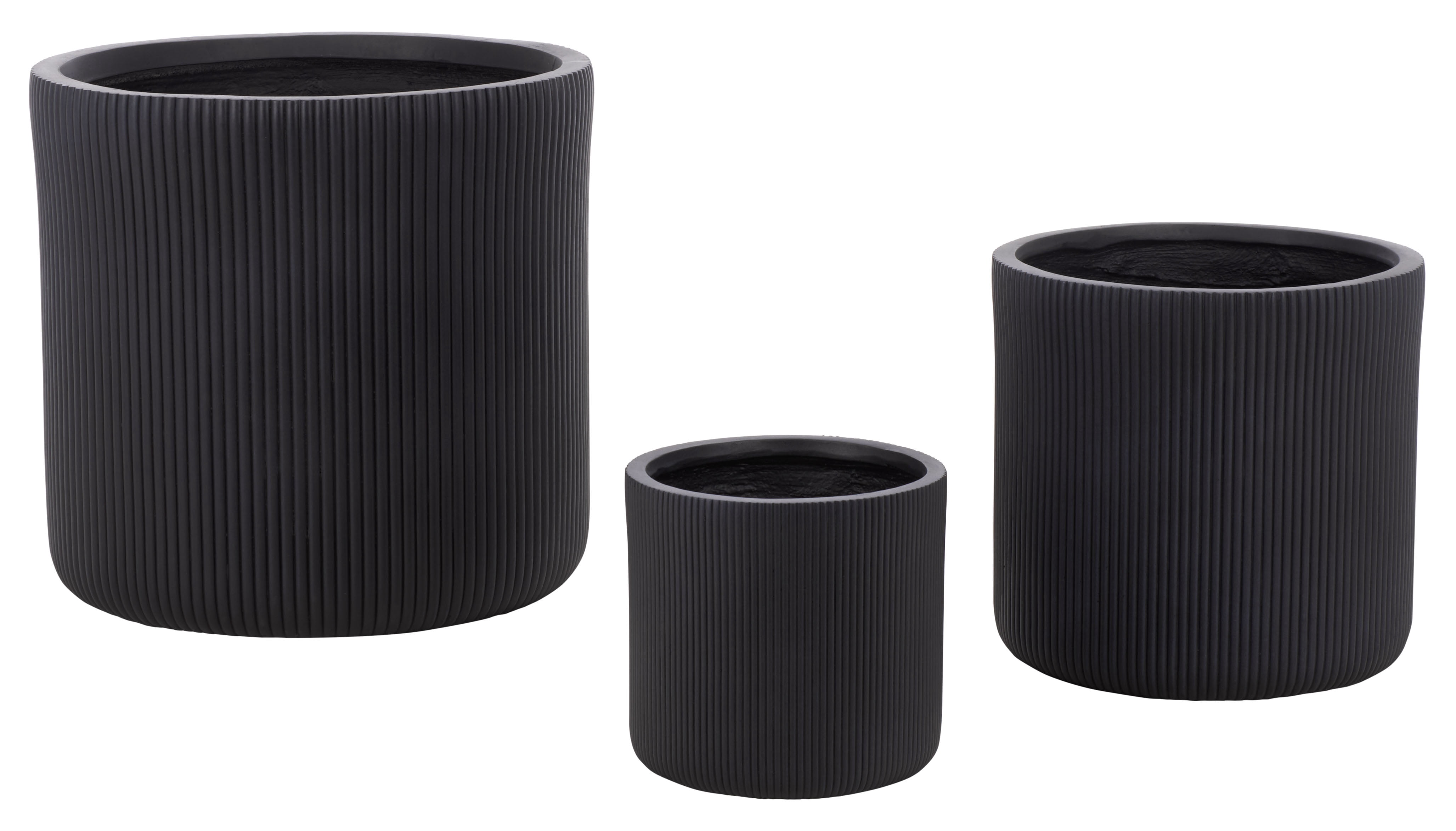 Safavieh Carolina Round Black Fiber Clay Plant Pots - Set of 3