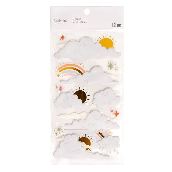 12 Pack: Cloud & Rainbow Dimensional Stickers by Recollections