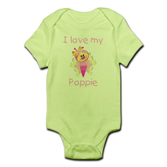 CafePress - I Love My Poppie (Girl Bfly) Infant Bodysuit - Baby Light Bodysuit