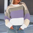 thumbnail image 5 of zaveiop Womens Color Block Cropped Sweaters 2025 Winter Trendy Casual Oversized Y2k Going out Striped Pullover Tops (Light Gray, XXL), 5 of 5