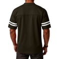 thumbnail image 4 of Laqbezok Men's V-Neck Varsity Stripe T-Shirt, Casual Short Sleeve Athletic Tee, Lightweight Breathable Fashion Pullover with Double Sleeve Stripes, 4 of 6