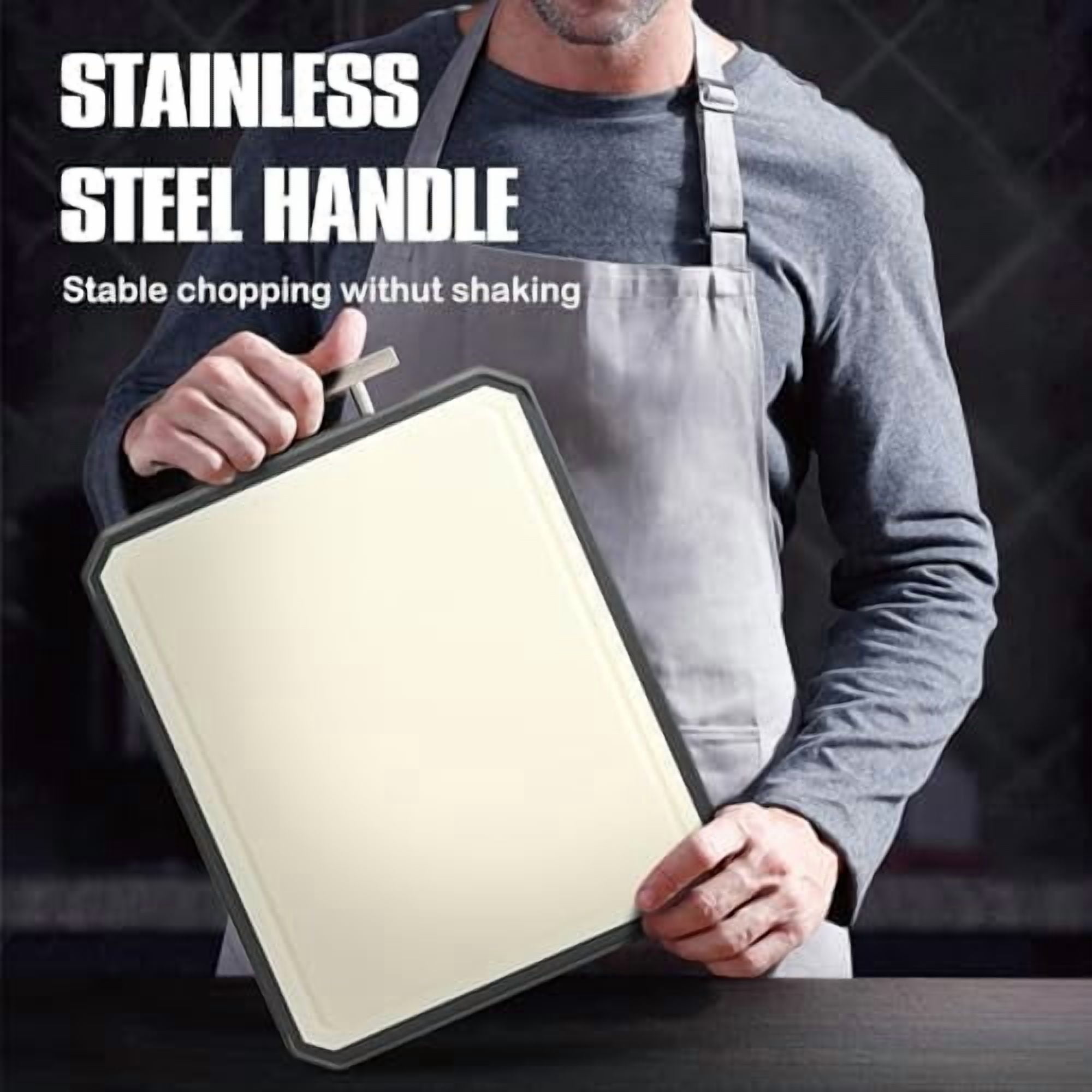 SNOWCLAD Stainless Steel Cutting Board,Double Sided Steel Cutting Board Set for kitchen,Stainless Steel/Wheat straw pp Large for meat,Dishwasher Safe [16 * 11+12 * 8.3 Inch]