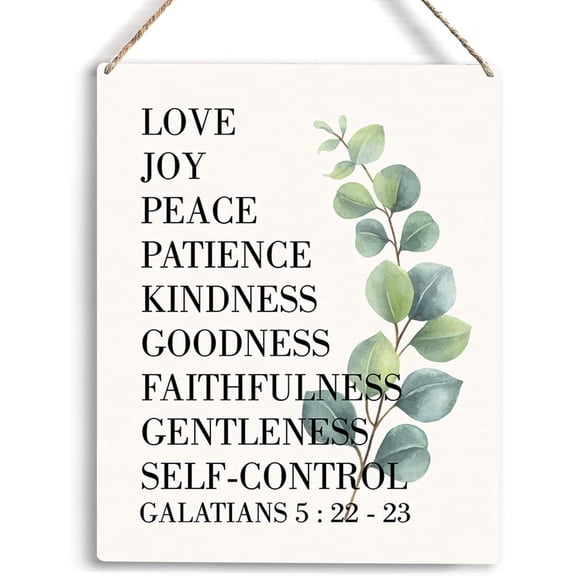 Christian Inspirational Wall Art Love Joy Peace Patience Kindness Galatians 522-23 Wooden Hanging Sign Christian Bible Verse Wall Art Home Bedroom Living Room Decoration 8x10 Inch