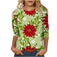 thumbnail image 2 of Helii Womens Christmas 3/4 Sleeve Shirts Cute Printed Round Neck Tops Loose Fit Pullover Blouses Matching Family Xmas Party Outfits Trendy Soft Tee Clothing with Multi Prints for Women, 2 of 5