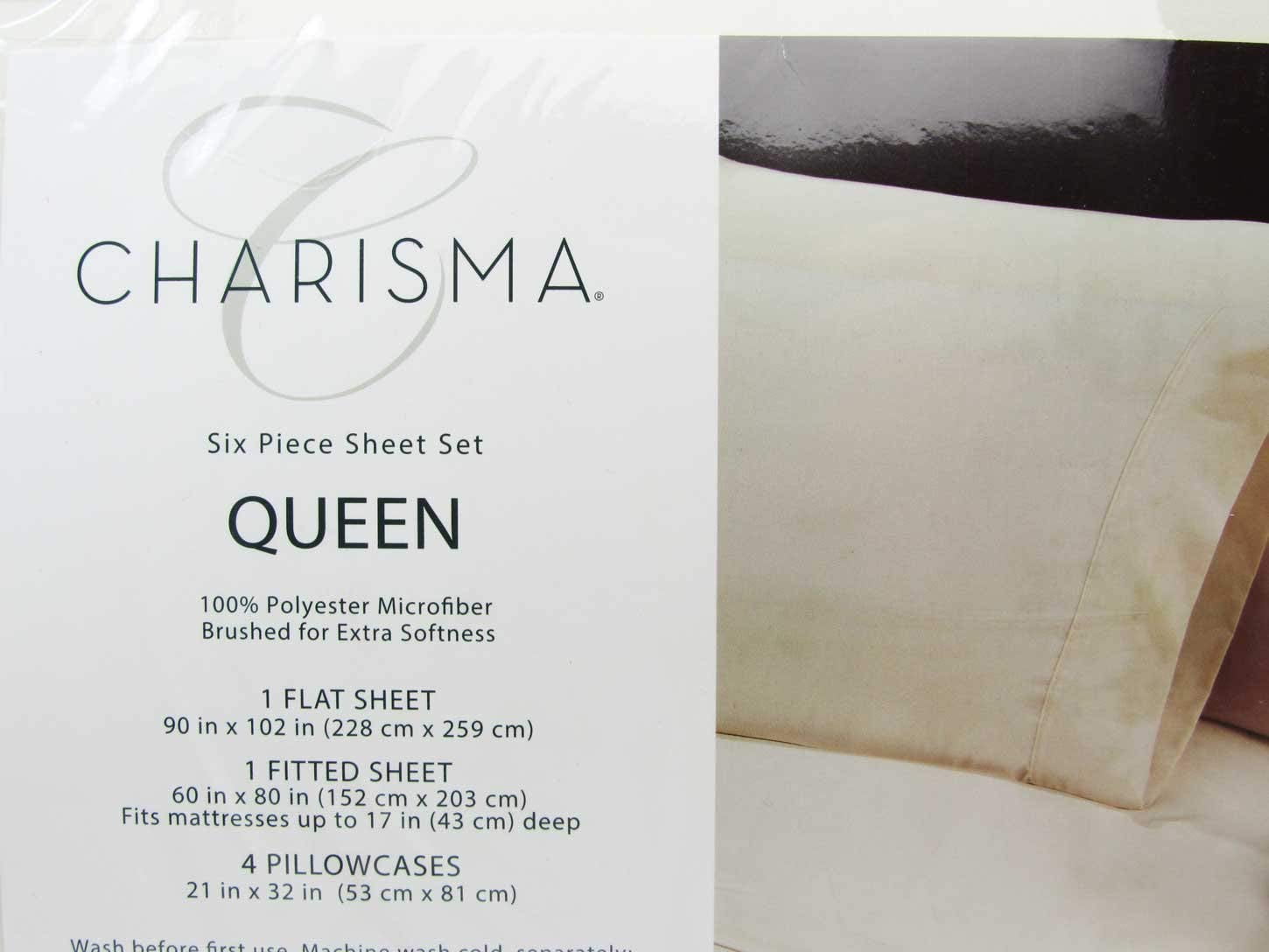 Charisma Microfiber Queen 6 Piece Sheet Set Ivory Color NEW Walmart