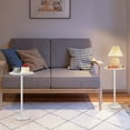 thumbnail image 5 of White Round Side Table Small End Table Set of 2 Modern Accent Table Pedestal Drink Table with Marble Base for Small Spaces Living Room Bedroom Outdoor, 5 of 7