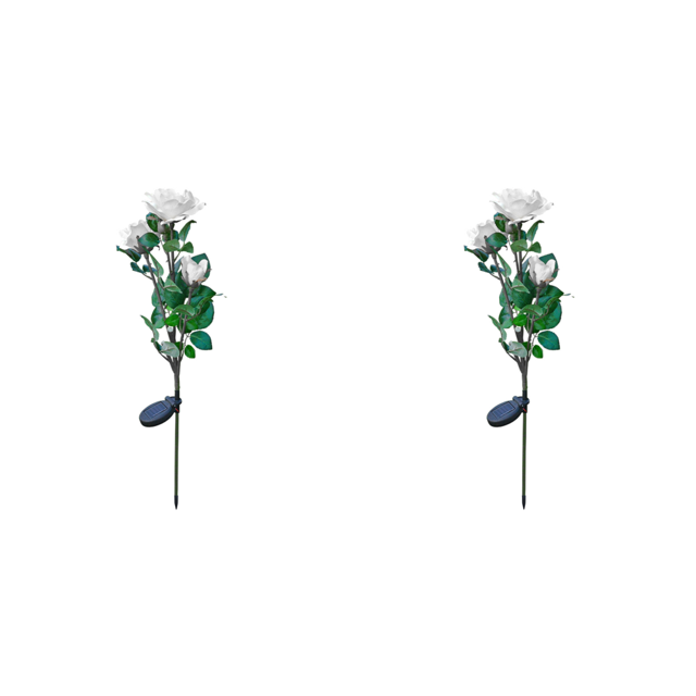 Luz LED Solar Rose Flower Lawn Stake Lamps Yard Art Garden Decor Blanco