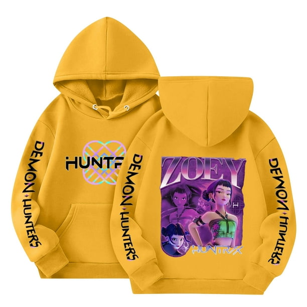 Demon Pop Hunters Movie Hoodie, HUNTR/X Rumi,Mire Zoeyy Kids Long Sleeve Hoodie,HUNTR/X Print,Girls' Fashion Casual Long Sleeve Printed Crew Neck Hoodie Top