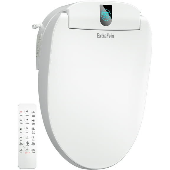 Smart Electric Bidet, Heated Toilet Seat Elongated with Dual Control, LED Display, Instant Warm Water & Air Dryer, Self-Clean Nozzle, Slow Close Lid, UV Light, Child/ECO/Silent Mode