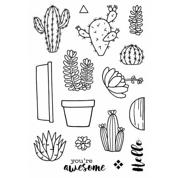 Jane's Doodles Clear Stamps 4"X6"-Cactus