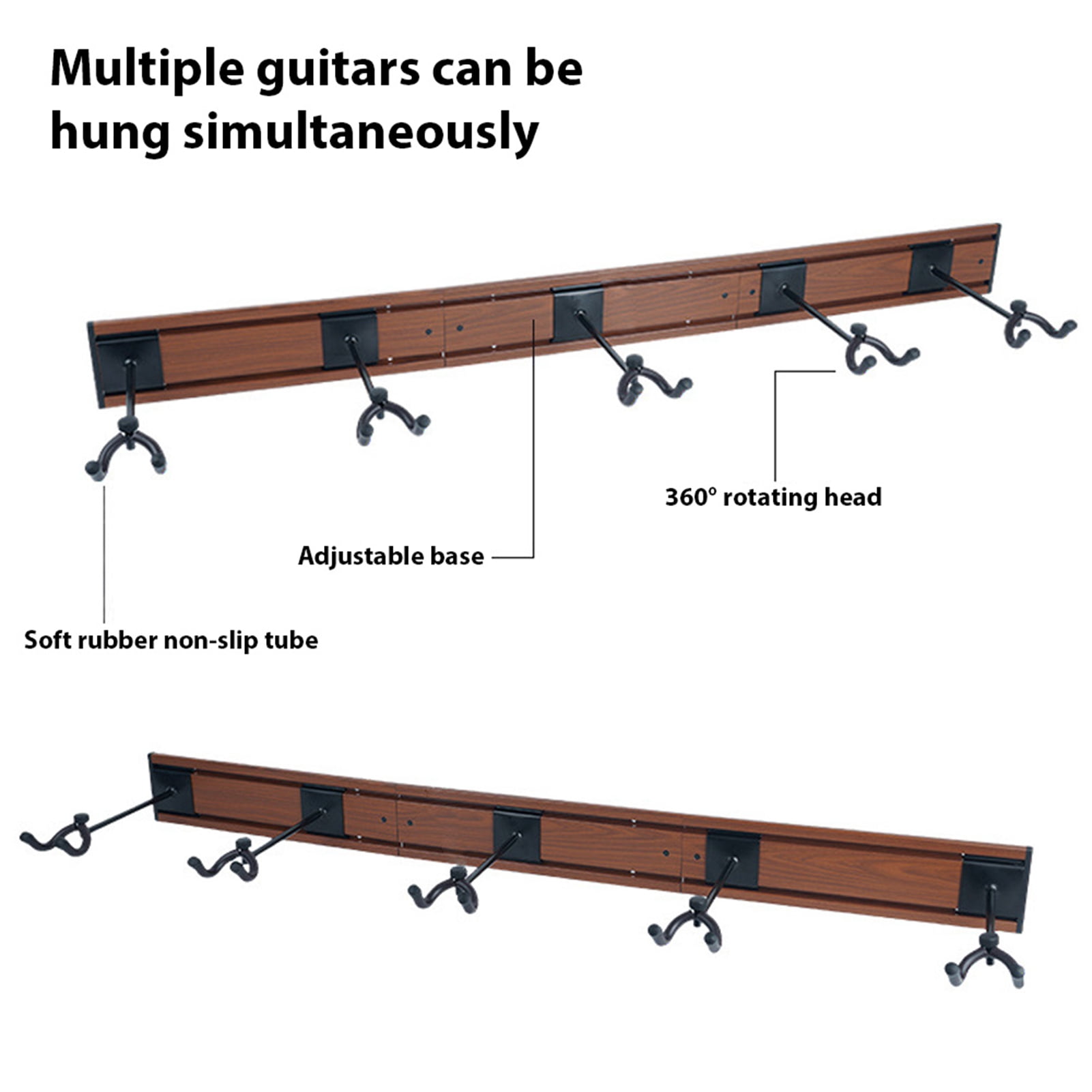 Wall Electric Guitar Stand Guitar Rack Aluminum Alloy Holds 5 Guitars Wall Mount Hanger for Mandolin Bass Banjo