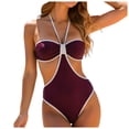 thumbnail image 4 of Yammkia Maillot de Bain pour Femmes, Contrôle du Ventre, Maillot une Pièce pour Femmes, Maillot de Bain Modeste Contrôle du Ventre, Robe de Bain à devant Torsadé, Tenue de Bain 2026 (Vin, P), 4 of 9