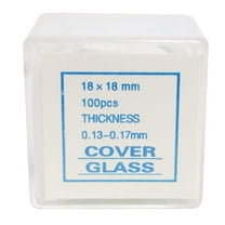 Microscope Cover Slips, Size #1 Thickness, 18mm by 18mm, Box of 100 Slides