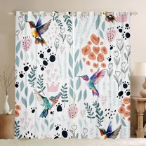 Homewish Abstract Gradient Hummingbird Black Out Curtains for Teens Boys Girls,Flower Animal Curtains Pack of 2 (42x63 Each),Dreamy Princess Bedroom Curtains,Ultra Soft Home Decor