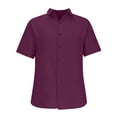 thumbnail image 5 of Men's Linen Shirts Short Sleeve Casual Shirt Oversized Summer Lightweight Button Down Beach Vacation Tops Dark Purple 4XL, 5 of 6
