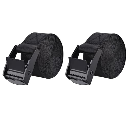 Tie Down Straps,Lashing Straps Nylon Webbing,Cam Buckle Adjustable Heavy Duty Belts for Luggage,Suitcase Packing,Cargo Freight (01# Black - 2 Packs,3.3 FT)