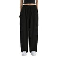 thumbnail image 1 of Sunloudy Pantalones cargo casuales para mujer, pantalones sueltos de moda de cintura baja elásticos de color sólido con bolsillos laterales Sunloudy  moda, 1 of 4