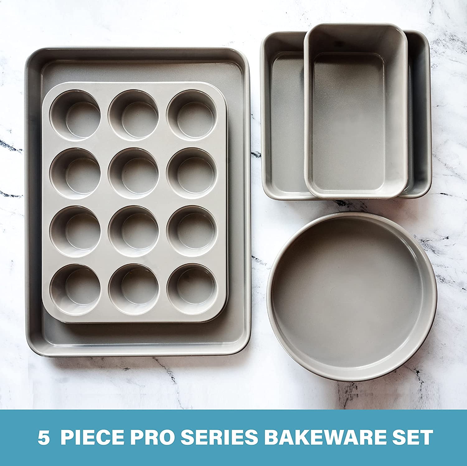 Bakers Secret 5-Pc Nonstick Easy Grip Bakeware Set with Lids 