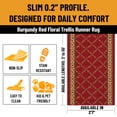 thumbnail image 3 of Ottomanson Extra Long Runner Rug 2'7" x 25' – Non-Slip Low Pile Hallway Carpet, Trellis Burgundy Red, 3 of 10