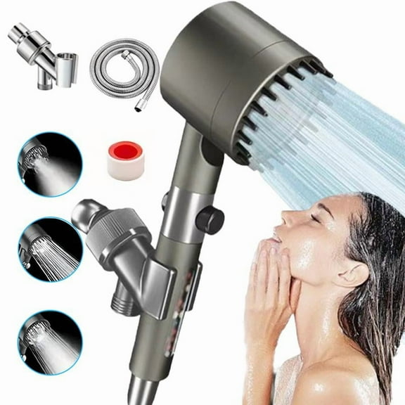 High Pressure Handheld Shower Head, 5 Spray Modes with 60" Stainless Steel Hose & Bracket, Water Saving, Anti-Clog Nozzles, Easy Installation for Low Water Pressure Bathrooms